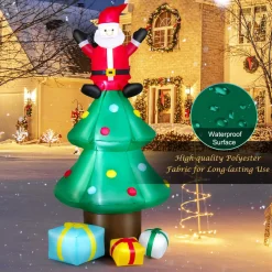 Tangkula  Inflatable Christmas Tree, LED Lights, Built-in Sandbags & Stakes, Indoor Outdoor Holiday Decor