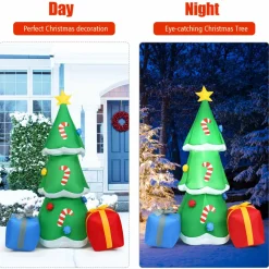 Tangkula  Inflatable Christmas Tree, LED Lights, Built-in Sandbags & Stakes, Indoor Outdoor Holiday Decor