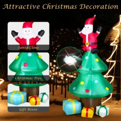 Tangkula  Inflatable Christmas Tree, LED Lights, Built-in Sandbags & Stakes, Indoor Outdoor Holiday Decor
