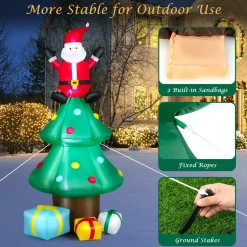 Tangkula  Inflatable Christmas Tree, LED Lights, Built-in Sandbags & Stakes, Indoor Outdoor Holiday Decor