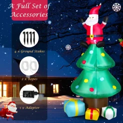 Tangkula  Inflatable Christmas Tree, LED Lights, Built-in Sandbags & Stakes, Indoor Outdoor Holiday Decor