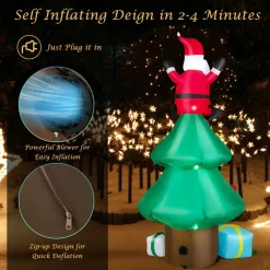 Tangkula  Inflatable Christmas Tree, LED Lights, Built-in Sandbags & Stakes, Indoor Outdoor Holiday Decor