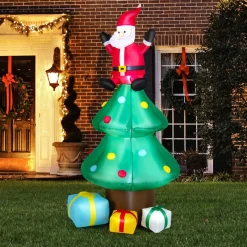 Tangkula  Inflatable Christmas Tree, LED Lights, Built-in Sandbags & Stakes, Indoor Outdoor Holiday Decor