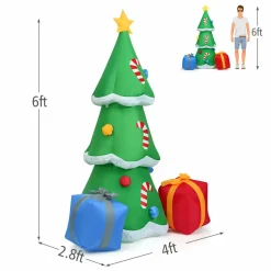 Tangkula  Inflatable Christmas Tree, LED Lights, Built-in Sandbags & Stakes, Indoor Outdoor Holiday Decor