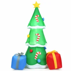 Tangkula  Inflatable Christmas Tree, LED Lights, Built-in Sandbags & Stakes, Indoor Outdoor Holiday Decor