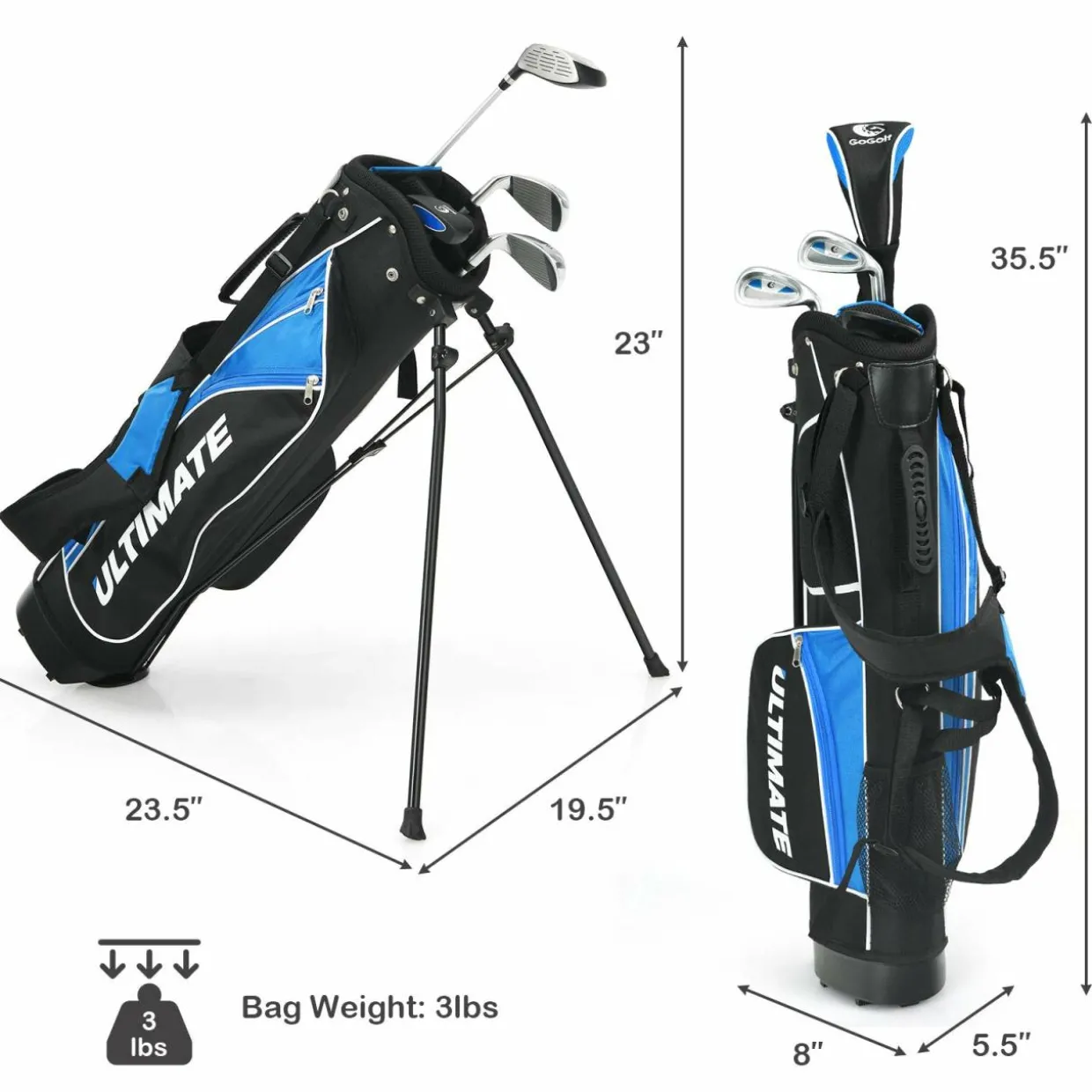 Tangkula Junior Complete Golf Club Set for Children Right Hand, Golf Stand Bag, Perfect for Children, Kids