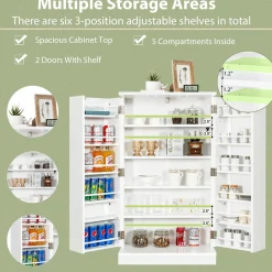 Tangkula Kitchen Pantry Cabinet, 17-Tier Buffet Sideboard with 2 Doors and 6 Adjustable Shelves