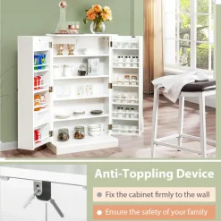 Tangkula Kitchen Pantry Cabinet, 17-Tier Buffet Sideboard with 2 Doors and 6 Adjustable Shelves