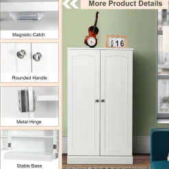 Tangkula Kitchen Pantry Cabinet, 17-Tier Buffet Sideboard with 2 Doors and 6 Adjustable Shelves