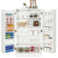 Tangkula Kitchen Pantry Cabinet, 17-Tier Buffet Sideboard with 2 Doors and 6 Adjustable Shelves
