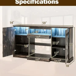 Tangkula 58”L Farmhouse TV Stand for TV up to 65 Inch