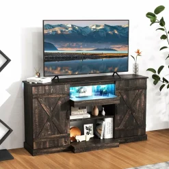 Tangkula 58”L Farmhouse TV Stand for TV up to 65 Inch