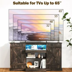 Tangkula 58”L Farmhouse TV Stand for TV up to 65 Inch