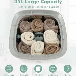 Tangkula 35L Large Towel Warmer Bucket, Luxury Hot Towel Heater w/ 20-90Min Timer & 2-5H Drying Mode (White, 35L)