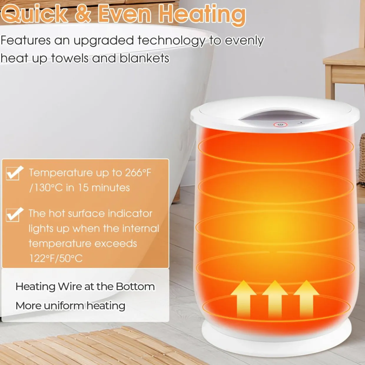 Tangkula 21L Towel Warmer Bucket for Bathroom, Large Towel Warmer w/Flip-Top Lid, 60 Min Auto Shut Off