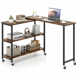 Tangkula Large Mobile Couch Table with 2-Tier Storage Shelves