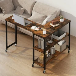 Tangkula Large Mobile Couch Table with 2-Tier Storage Shelves