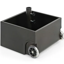 Tangkula 170LBS 2-in-1 Patio Umbrella Base, Fillable Umbrella Stand with 2 Universal Wheels (Black)