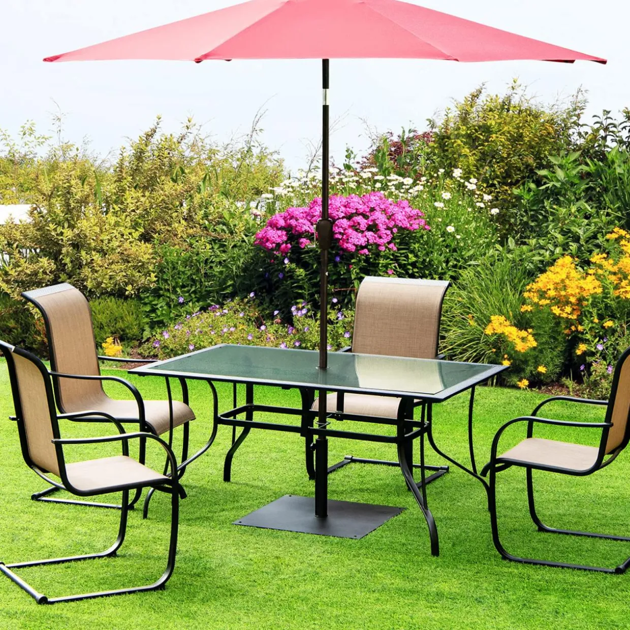Tangkula 40LBS Umbrella Base Stand, 25 Inches Heavy Duty Outdoor Market Umbrella Base