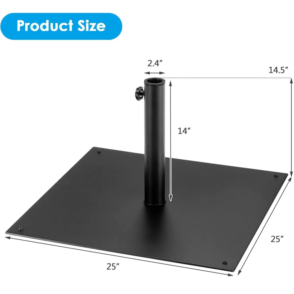 Tangkula 40LBS Umbrella Base Stand, 25 Inches Heavy Duty Outdoor Market Umbrella Base