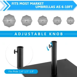 Tangkula 40LBS Umbrella Base Stand, 25 Inches Heavy Duty Outdoor Market Umbrella Base