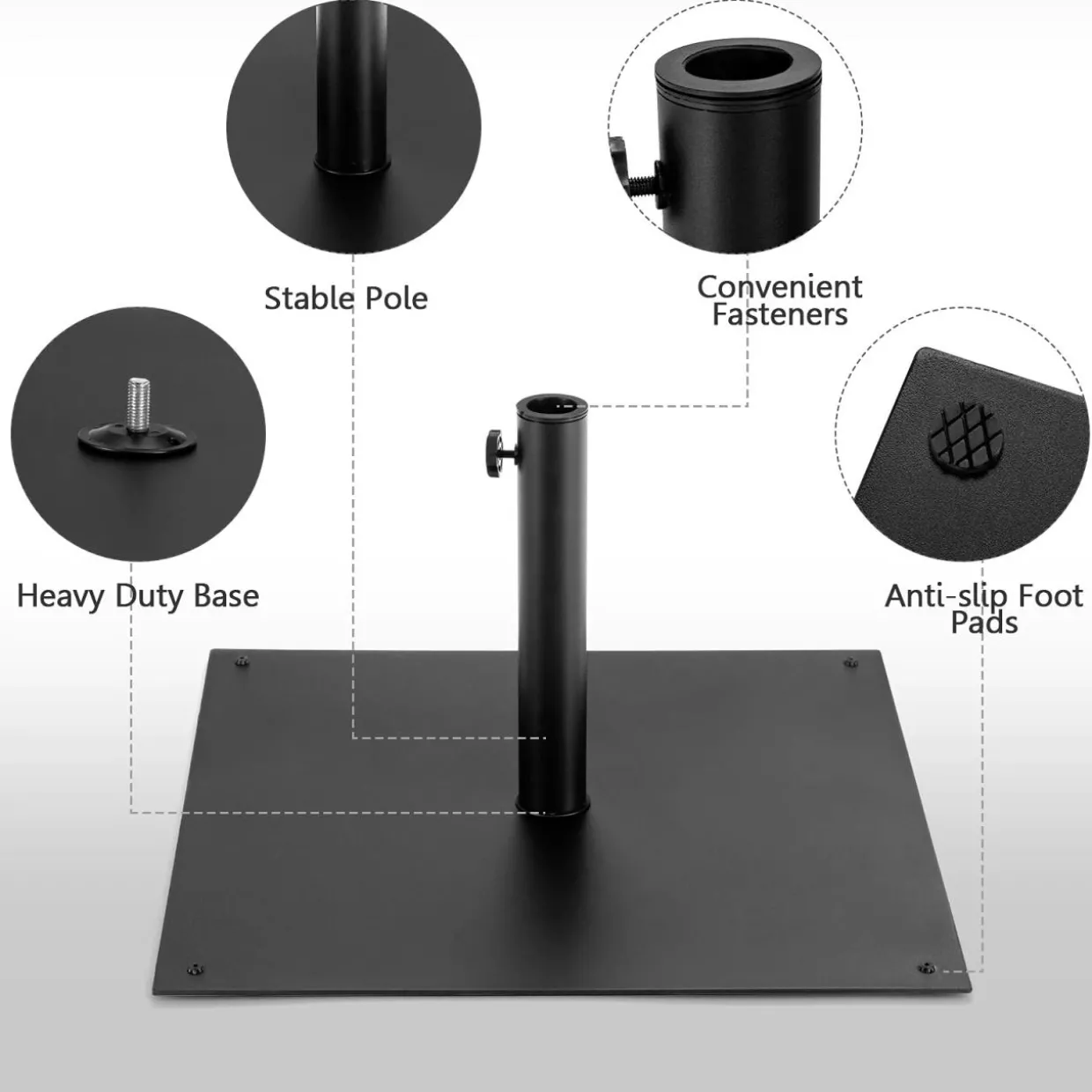 Tangkula 40LBS Umbrella Base Stand, 25 Inches Heavy Duty Outdoor Market Umbrella Base