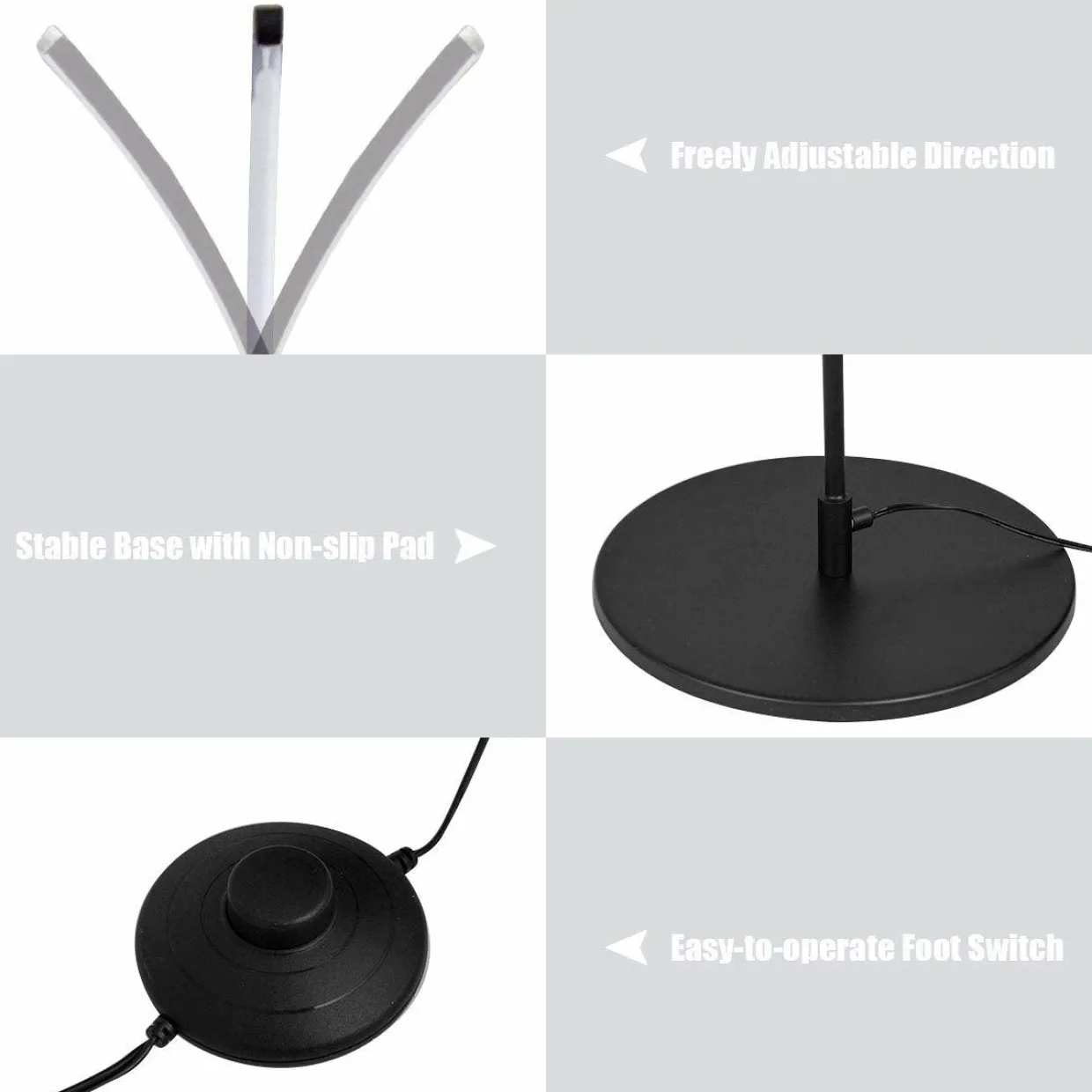 Tangkula LED Arc Floor Lamp, Curved Contemporary Minimalist Standing Lamp with 3 Brightness Levels