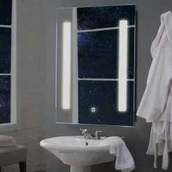 TANGKULA LED Bathroom Mirror, Led Backlit Wall-Mounted Makeup Vanity Mirror