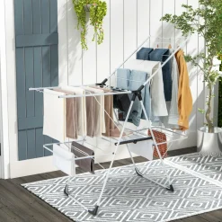 Tangkula 2-Level Laundry Drying Rack, Foldable Clothes Drying Rack with Height Adjustable Wings