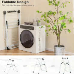Tangkula 2-Level Laundry Drying Rack, Foldable Clothes Drying Rack with Height Adjustable Wings
