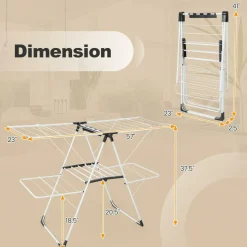Tangkula 2-Level Laundry Drying Rack, Foldable Clothes Drying Rack with Height Adjustable Wings