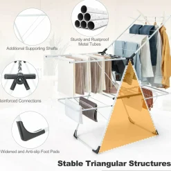 Tangkula 2-Level Laundry Drying Rack, Foldable Clothes Drying Rack with Height Adjustable Wings