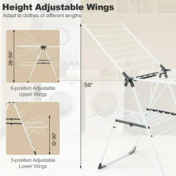 Tangkula 2-Level Laundry Drying Rack, Foldable Clothes Drying Rack with Height Adjustable Wings