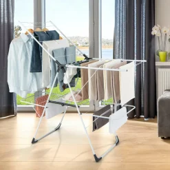 Tangkula 2-Level Laundry Drying Rack, Foldable Clothes Drying Rack with Height Adjustable Wings