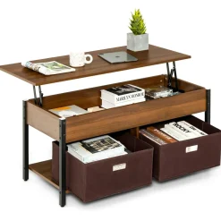 Tangkula Lift Top Coffee Table, Multifunctional Pop-up Central Table with Lifting Tabletop