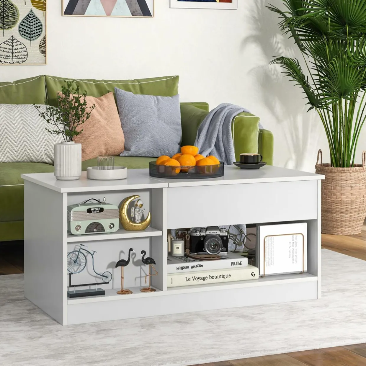 Tangkula Lift Top Coffee Table, Wooden Lift Tabletop Living Room Center Table