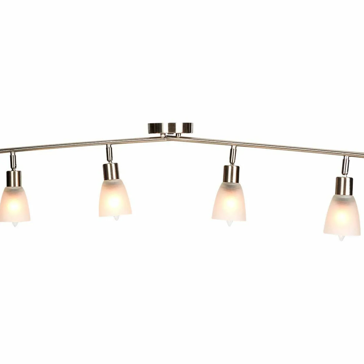 Tangkula 4-Light Adjustable LED Track Lighting, Modern Celing Light Fixture with Glass Shade(Silver)