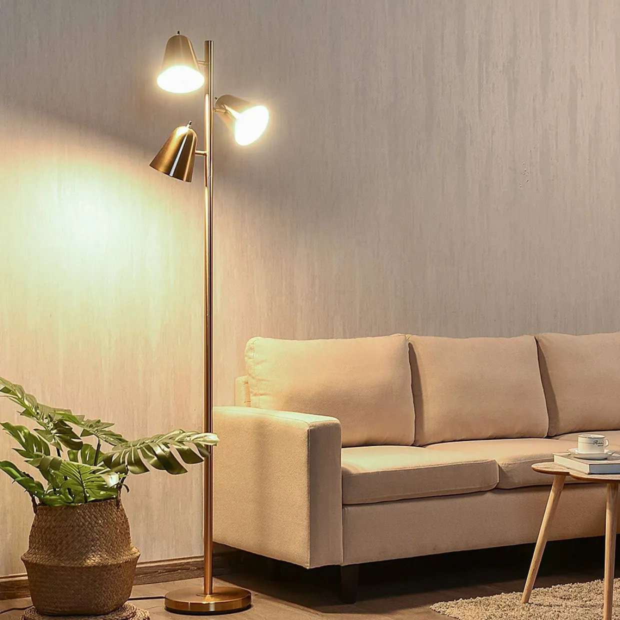 Tangkula 3-Light Floor Lamp, 64" Mid Century Modern 3 Light Tree
