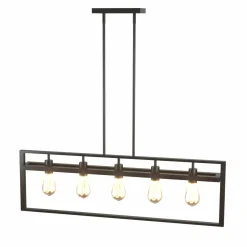 Tangkula 5-Light Island Lighting, Modern Style Domestic Linear Pendant Light Fixture