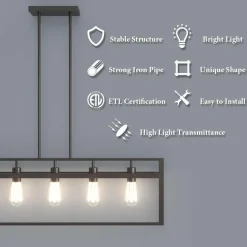 Tangkula 5-Light Island Lighting, Modern Style Domestic Linear Pendant Light Fixture