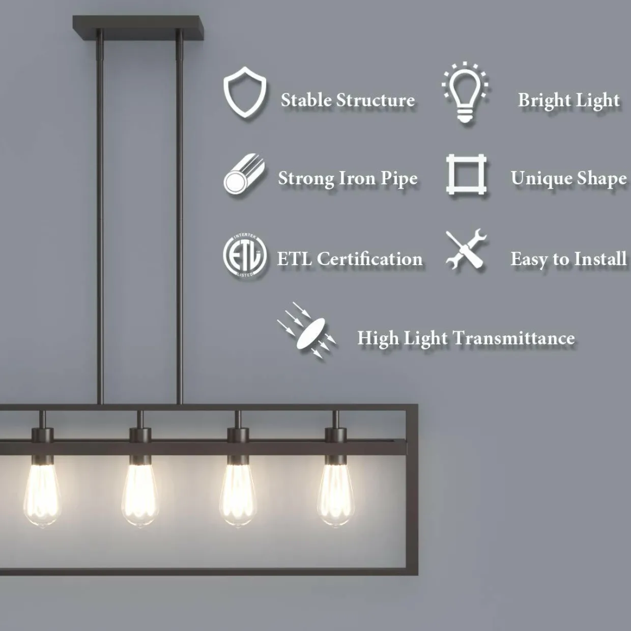 Tangkula 5-Light Island Lighting, Modern Style Domestic Linear Pendant Light Fixture