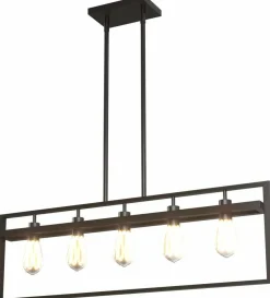 Tangkula 5-Light Island Lighting, Modern Style Domestic Linear Pendant Light Fixture