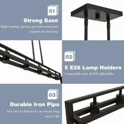 Tangkula 5-Light Island Lighting, Modern Style Domestic Linear Pendant Light Fixture