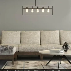 Tangkula 5-Light Island Lighting, Modern Style Domestic Linear Pendant Light Fixture