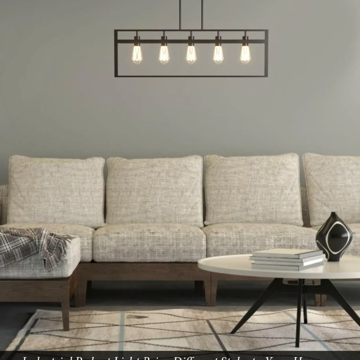 Tangkula 5-Light Island Lighting, Modern Style Domestic Linear Pendant Light Fixture