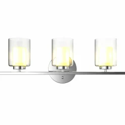 Tangkula 3-Light Vanity Light Wall Mounted Brushed Chrome Finish Glass Shade Lamp