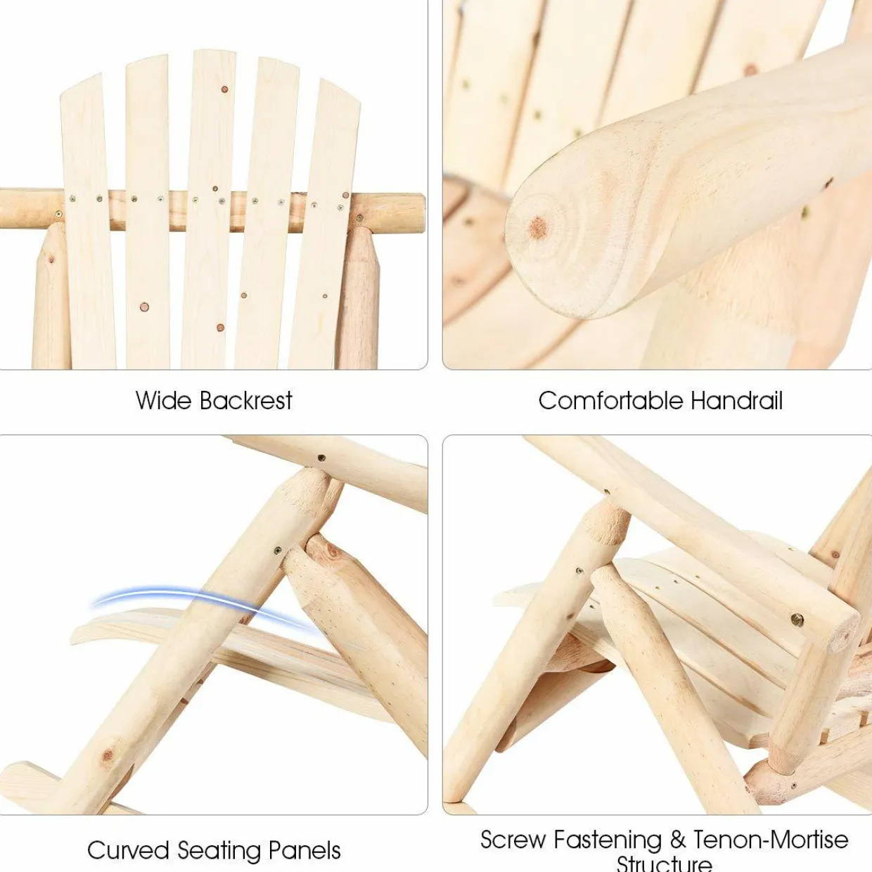 Tangkula Log Rocking Chair, Outdoor Wood Porch Rocker Chair(1 & 2, Natural)