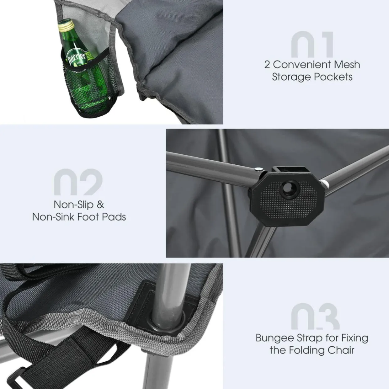 Tangkula Loveseat Camping Chair, Folding Camp Chair with Padded Seat