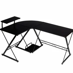 Tangkula L-Shaped Computer Desk, 58 Inches Corner Computer Desk with Movable Shelf & CPU Stand