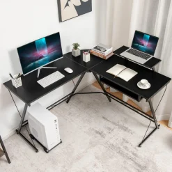 Tangkula L-Shaped Computer Desk, Home Office Corner Workstation